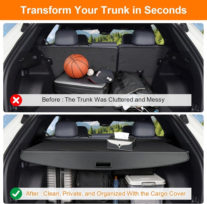 BIGACOVER Cargo Cover for Volkswagen VW Atlas Cross Sport 2020-2025 Accessories Black Retractable Rear Trunk Security Cover Shield Shade Privacy Screen Car Trunk Luggage Cargo Security Shade Shield - Image 3